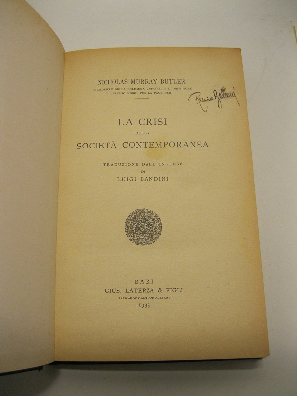 La crisi della società contemporanea. Traduzione dall'inglese